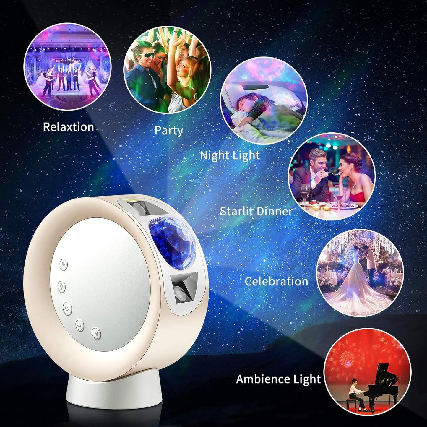 Star Projector Light, LED Night Light Sky Galaxy Projection Sky Light Cloud Moon Night Light for Bedroom/Party/Home/Theater