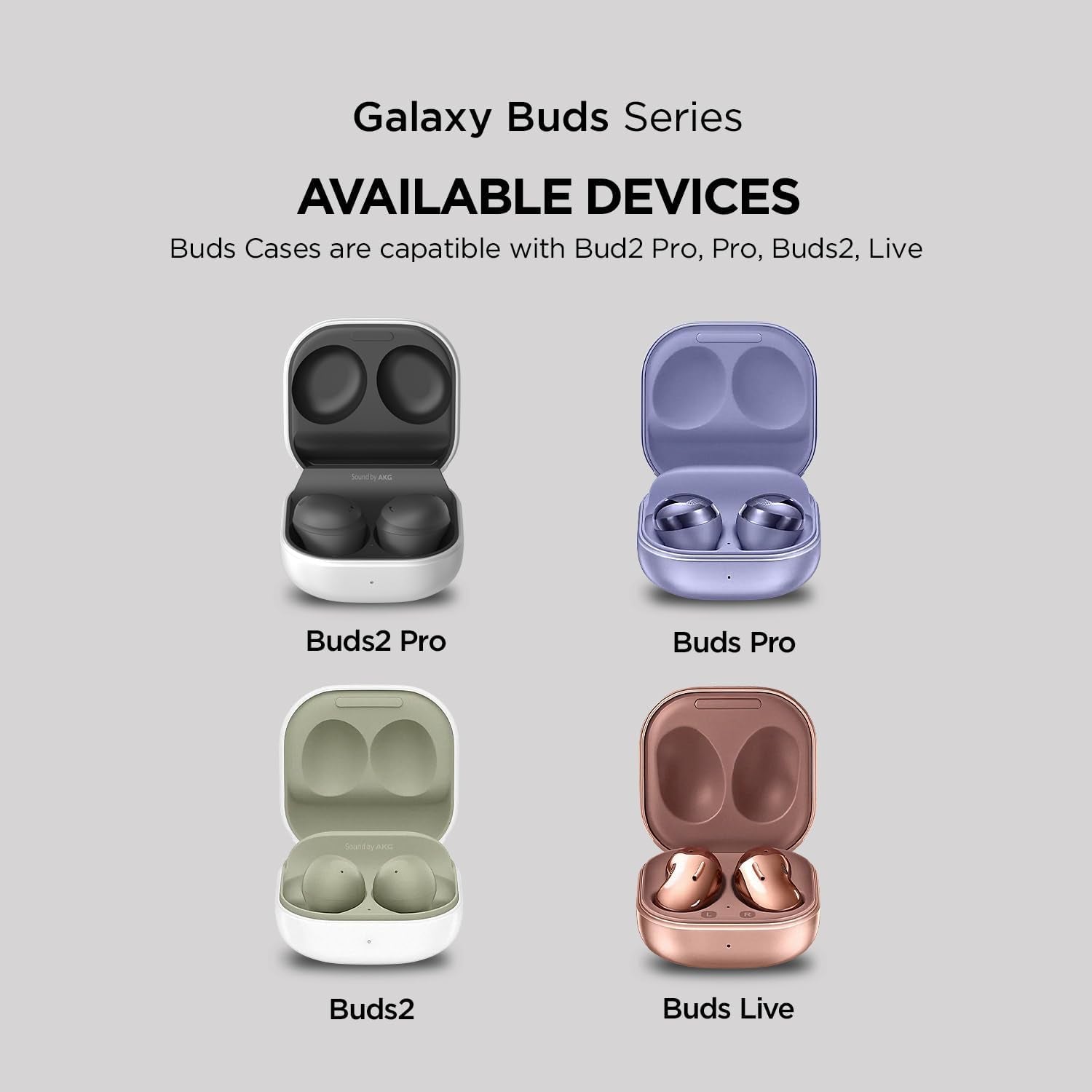 Compatible with Galaxy Buds FE (2023), Buds2 Pro Case (2022), Galaxy Buds 2 Case (2021), Galaxy Buds Pro Case (2021), Buds Live, Full Body Shockproof Hard Shell Cover (Modern-Sand Stone)