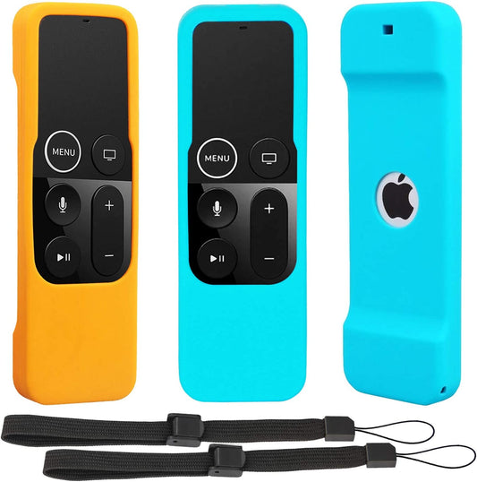 Remote Sleeve Case Compatible with Apple TV 4K 4Th Generation Remote Control,  Silicone Lightweight Shockproof Skin Case Fortv 4K Siri Remote Control (2Pcs:Orange and Turquoise)