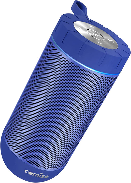 X26 Bluetooth Speaker, IPX4 Waterproof Speakers 360° HD Surround Sound with Punchy Bass, Wireless Dual Pairing, 24H Playtime, Portable Speaker for Shower, Home, Outdoor, Camping, Beach - Blue